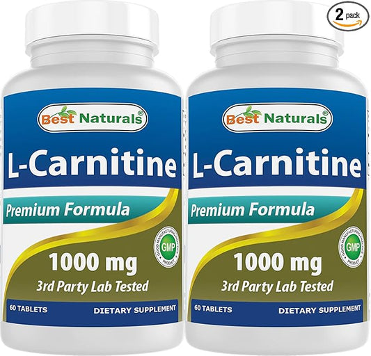 Best Naturals L-Carnitine 1000mg 60 Tablets (60 Count (Pack of 2))