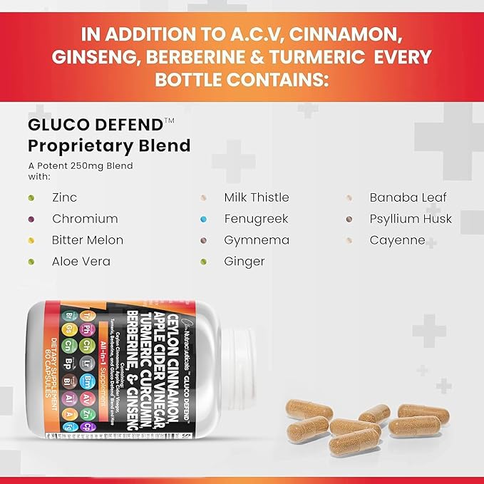 Clean Nutraceuticals Ceylon Cinnamon Turmeric Apple Cider Vinegar Ginseng Berberine Plus Bitter Melon Gymnema Milk Thistle Fenugreek
