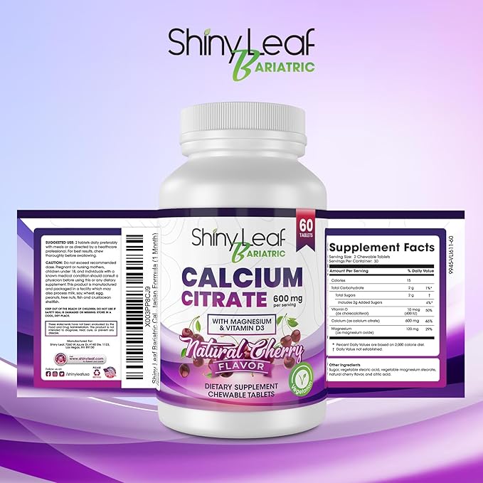 Bariatric Multivitamin with Iron Once-a-Day and Cherry Chewable Calcium Citrate for Post Bariatric Surgery Including Gastric Bypass and Sleeve (1 Month)