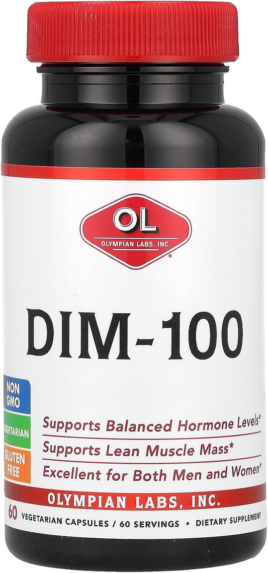Olympian Labs DIM Supplement 100mg - Daily Capsules - Diindolylmethane for Men and Women, 100 Mg, 60 Count