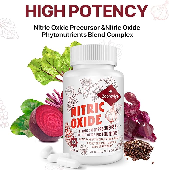 Nitric Oxide Supplement for Men, Nitric Oxide Precursor & Phytonutrient Complex for Heart, Immune- 90 Capsules (2 Pack)