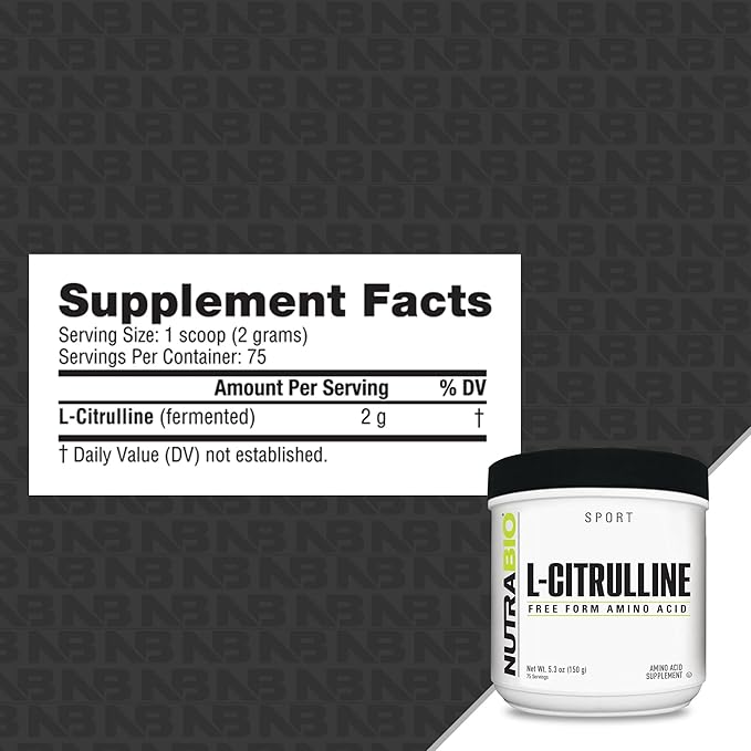 NutraBio L-Citrulline, Free Form Amino Acid, 5.3 oz (150 g)