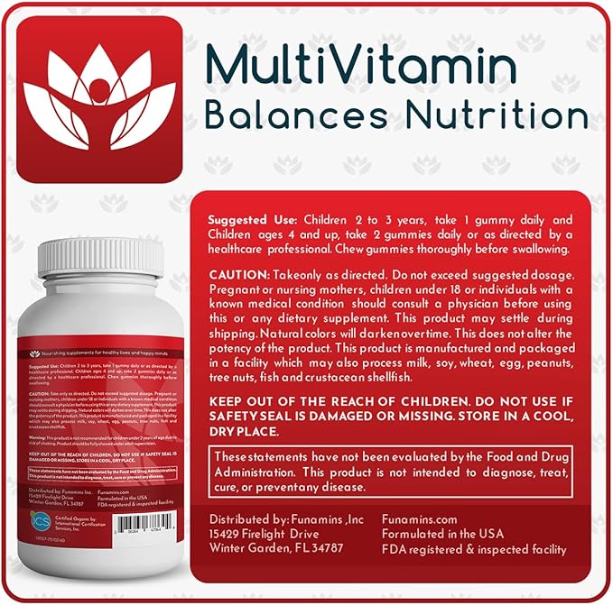 Organic Gummy MultiVitamins, 3-Pack, 60 Count Each; Blend of 11 Essential Nutrients, for Kids and Adults, Vegan, Assorted Strawberry, Lemon, Orange Flavors