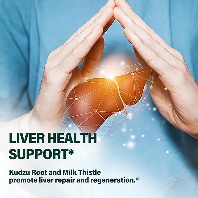 Kudzu Root Drops, Liver Detox Cleanse Supplement, Liver Health Formula with Milk Thistle Goji Berries Extract. 2 oz