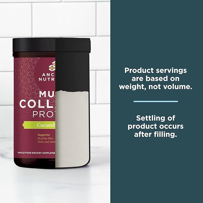 Ancient Nutrition Collagen Powder Protein, Multi Collagen Protein, Cucumber Lime, Hydrolyzed Collagen Peptides Supports Skin and Nails, Joint Supplement, 18.6oz