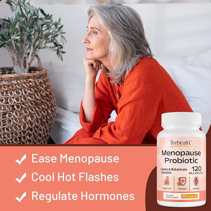 Menopause supplements for women, 120 Billion CFU Probiotic, 13-in-1 Herbs & Botanicals Complex, for Hormone Menopause, Hot Flashes, Night Sweats, Mood Swings, Sleep Disturbances, Vegan, 5Packs