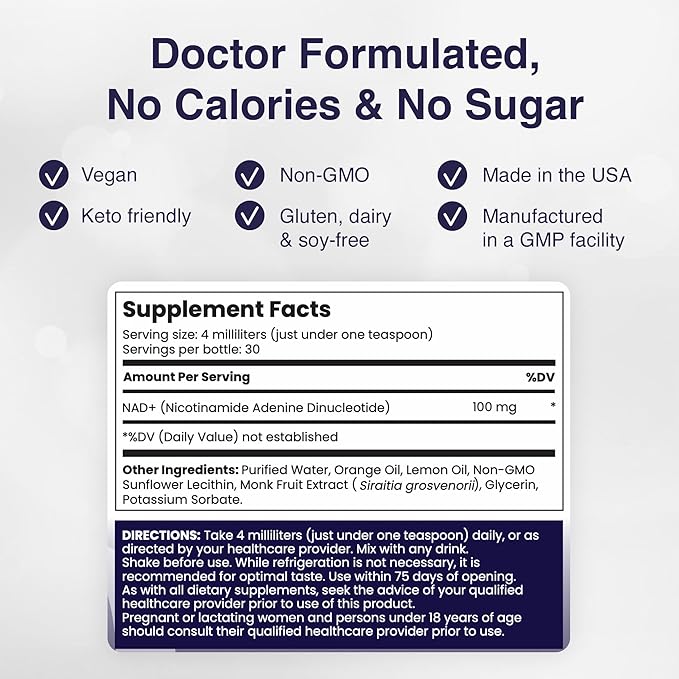 Liposomal NAD+ (6 Pack) - Ultra High Absorption Liquid NAD+ Supplement - NMN or Nicotinamide Riboside Alternative - Supports Cellular Longevity, Healthy Aging, Energy and Metabolism