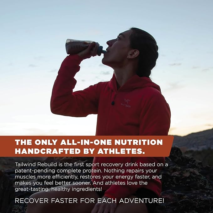 Tailwind Nutrition Recovery Mix, Complete Protein, Carbohydrates, and Electrolytes Powder Drink Mix for Post-Workout, Free of Gluten, Soy, and Dairy, Vegan, 12 Servings, Salted Caramel