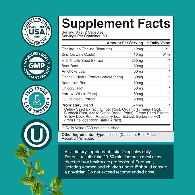 Liver Cleanse Detox & Repair Formula - Herbal Liver Support Supplement with Milk Thistle Turmeric Dandelion Root & Artichoke Extract for Liver Health - Silymarin Milk Thistle Liver Detox Capsules 120