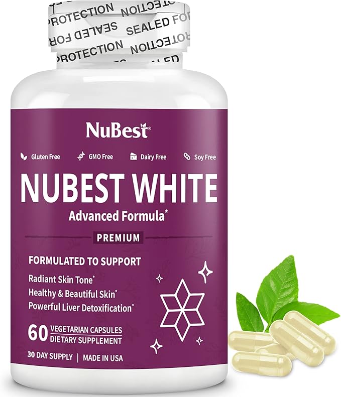 NuBest White - Glutathione 400mg & Milk Thistle Extract - Skin Brightening Supplement - Helps Beautiful and Radiant Skin - Antioxidant Supplement & Detoxification - 3 Pack | 3 Months Supply