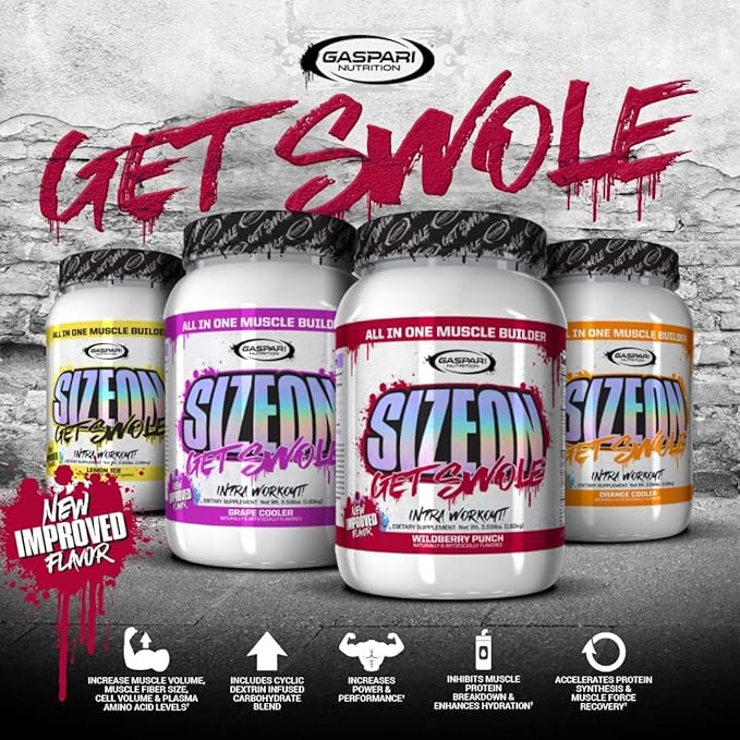Gaspari Nutrition SizeOn, The Ultimate Hybrid Intra-Workout Amino Acid & Creatine Formula, Increased Muscle Volume & Muscle Recovery (3.59 Pound, Grape Cooler)