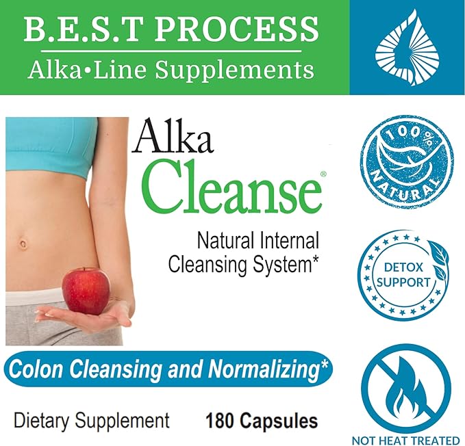 Alka•Cleanse (6 Pack) Best Process Alkaline — Herbal Detox Colon Cleanse & Digestive Distress Formula — Psyllium Husk, Probiotics, Enzymes & Herbs