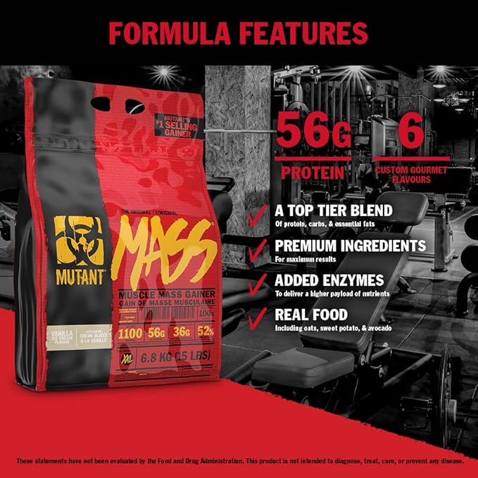 Mutant Mass Weight Gainer Protein Powder - Mass Builder for Bulking and Lean Mass Gainer, The Weight Gainer Men Need to Bulk up – 15 Pound – Triple Chocolate