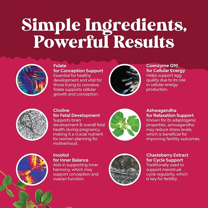 Fertility Gummies for Women Trying to Conceive - Yummy Gummy Fertility Supplement for Women with Myo-Inositol Folic Acid & Vitex Chasteberry - Vegan Non-GMO & Gluten Free - Juicy Peach (30 Servings)