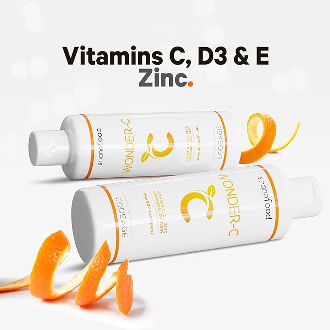 Codeage Liquid Vitamin C 1000mg, Vitamins D3, E & Zinc, Rose HIPS, Quercetin, Echinacea, Vegan Liposomal Vitamin C Supplement, Non-GMO - 15.22 fl oz