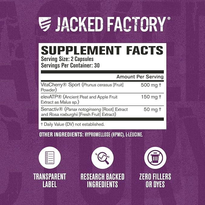Jacked Factory Build-XT for Women - Muscle Builder for Women with VitaCherry, ElevATP, & Senactiv to Increase Muscle Growth, Muscle Recovery, & Boost Energy - 60 Count