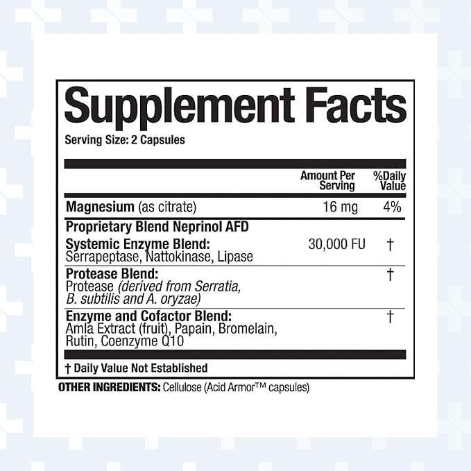 Arthur Andrew Medical, Neprinol AFD, Multi Enzyme Blend with Serrapeptase & Nattokinase, 150 Count (Pack of 1)
