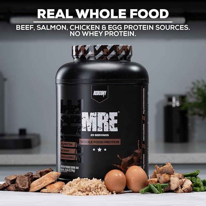 REDCON1 MRE Protein Powder, Blueberry Cobbler - Meal Replacement Protein Blend Made with MCT Oil & Whole Foods - Protein with Natural Ingredients to Aid in Muscle Recovery (25 Servings)