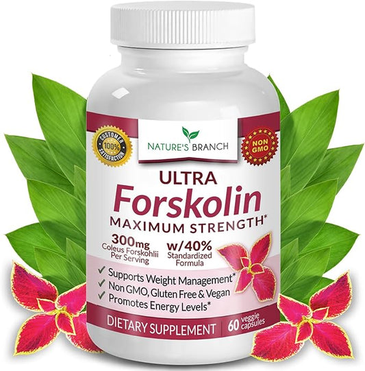 100% Ultra Pure Forskolin for Weight Management Maximum Strength | Coleus Forskohlii Root Extract Powder, 40% Standardized Lean Supplement for Men & Women, Premium Extreme Boost Complex - 60 Capsules
