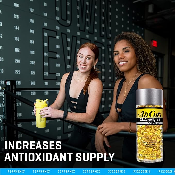 CLA Belly Fat Formula - 80 Easy-to-Swallow Softgels - Omega 3 Fish Oil, Flaxseed Oil and Vitamin E - Helps Increase Antioxidant Supply and Healthy Body Composition