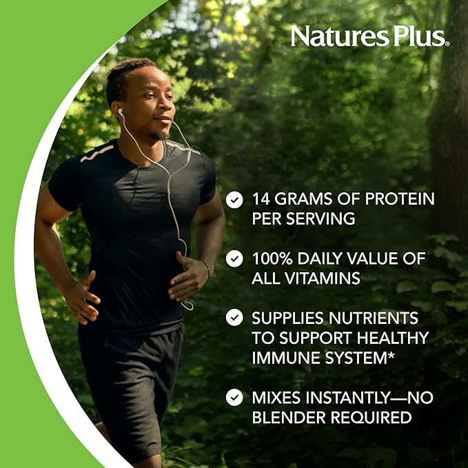 NaturesPlus SPIRU-TEIN, Strawberry - 2.4 lb - Plant-Based Protein Shake - Non-GMO, Vegetarian, Gluten Free - 32 Servings