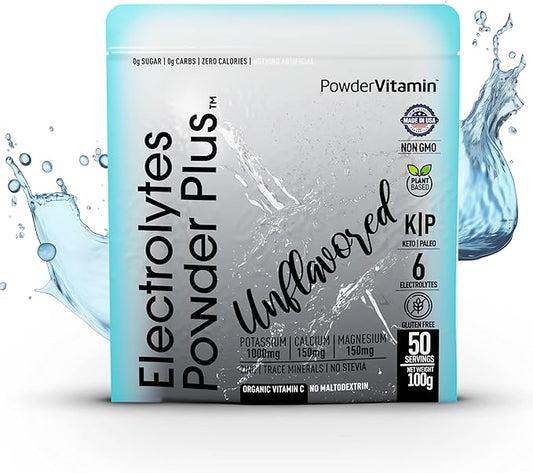 Electrolytes Powder Plus (50 Servings) Unflavored Electrolyte Powder Keto, Sugar Free, Pink Himalayan Salt.,1000mg Potassium,150mg Calcium,150mg Magnesium, Hydration Powder NO STEVIA