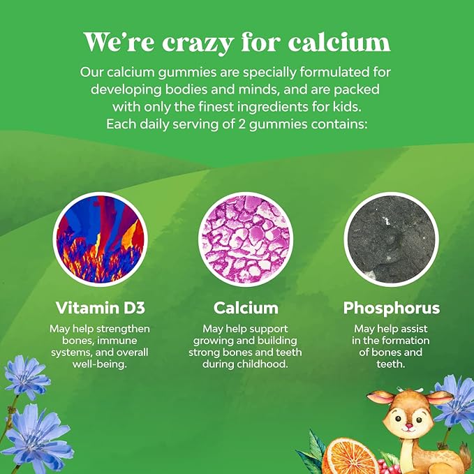 Tasty Kids Calcium Gummies - Vitamin D & Calcium Gummies for Children - Vitamin Gummies with Calcium & Vitamin D for Muscle Bone & Development - Gelatin-Free Kosher Childrens Gummies 30ct (2 Pack)