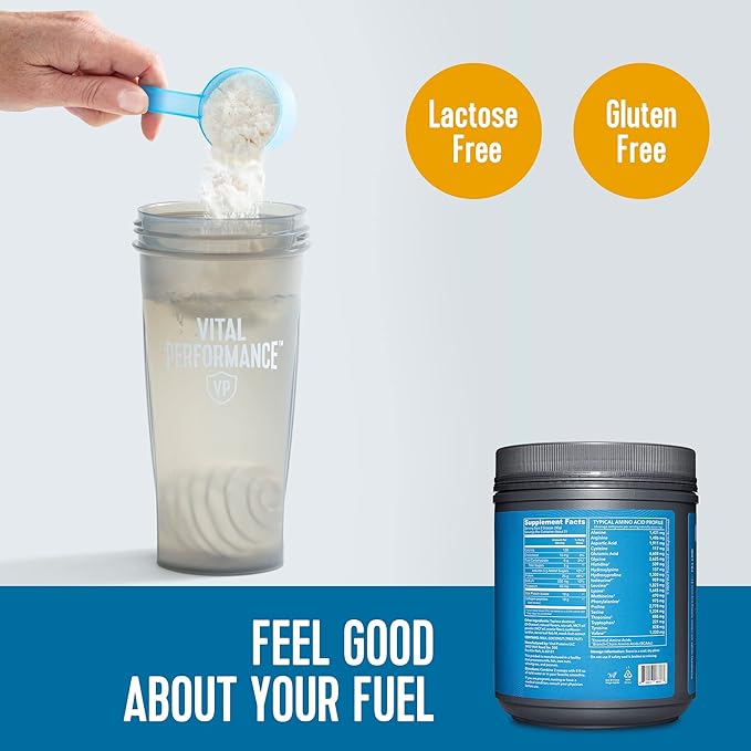 Vital Proteins Performance Powder, 25g Lactose-Free Milk Protein Isolate Casein & Whey Blend, NSF for Sport Certified, 10g Collagen Peptides, 8g EAAs, 5g BCAAs, Gluten-Free - Vanilla, 1.68lb