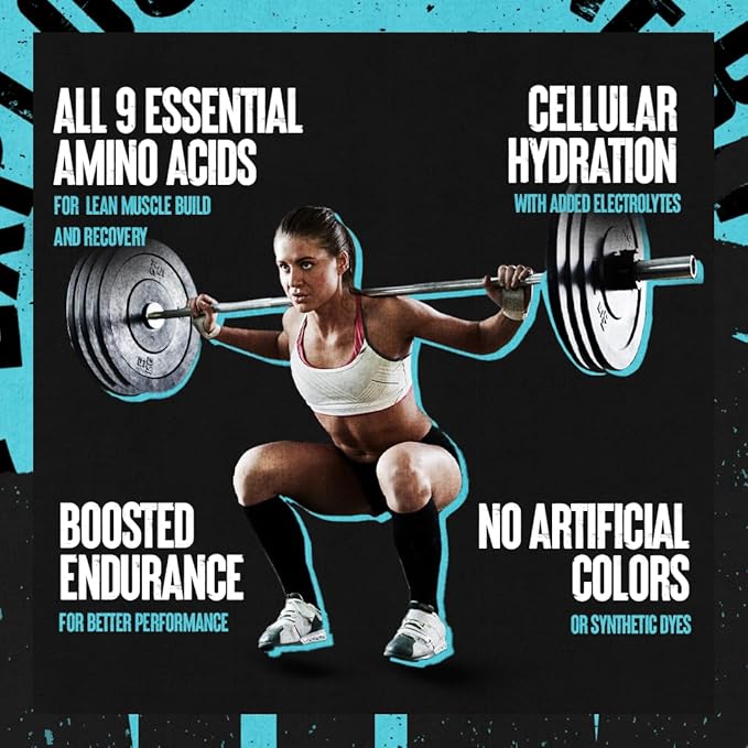 Animal Juiced Amino Acids - BCAA Powder EAA Matrix Plus Hydration with Electrolytes and Sea Salt Anytime Recovery and Improved Performance, Strawberry Limeade Flavor, 30 Servings