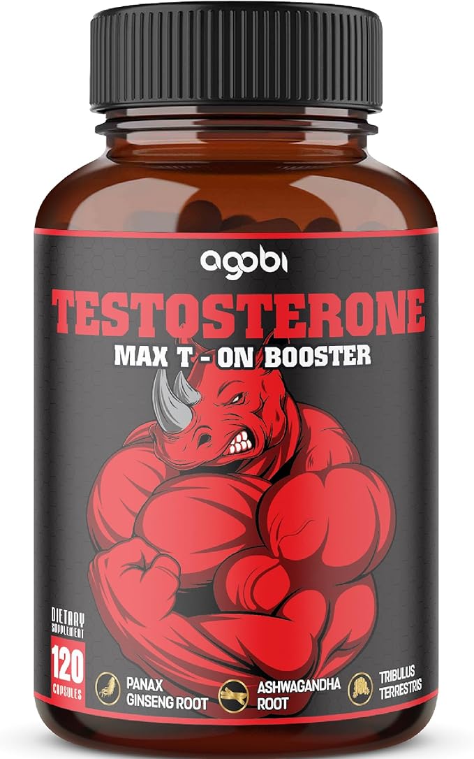 agobi 11in1 Testosterone Supplement for Men from Herbal Extract 14000mg Equivalent - Endurance, Drive, and Body Support 120 Vegan Capsules for 2 Months