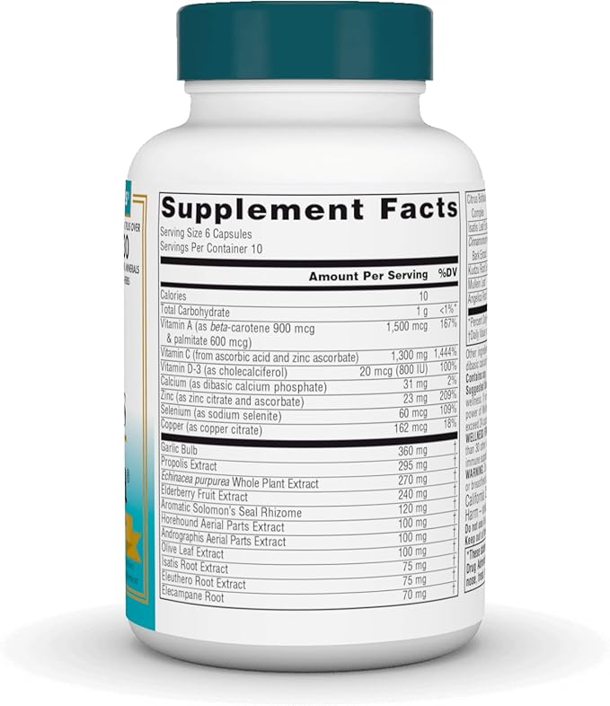 Source Naturals Wellness Formula Bio-Aligned Vitamins & Herbal Defense for Immune System Support - Dietary Supplement & Immunity Booster - 60 Capsules