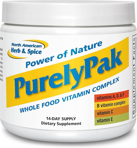 NORTH AMERICAN HERB & SPICE Purely Pak - Whole Food Vitamin Supplement Plan - Vitamin A, B Complex, C, D, E & Omega 3-6-9 - Easily Absorbable - Non-GMO - 14-Day Supply