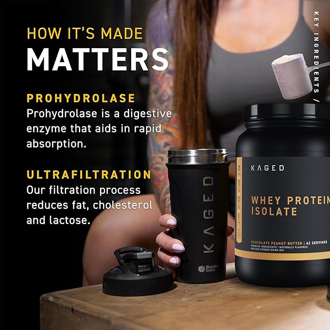 Kaged Whey Protein Isolate Powder | PB Chocolate | 100% Pure Low Lactose Whey | Post Workout Recovery Drink | Support Muscle-Building | 25g per Serving | Amazing Taste, Easy Mix for Shake | 25 Serving
