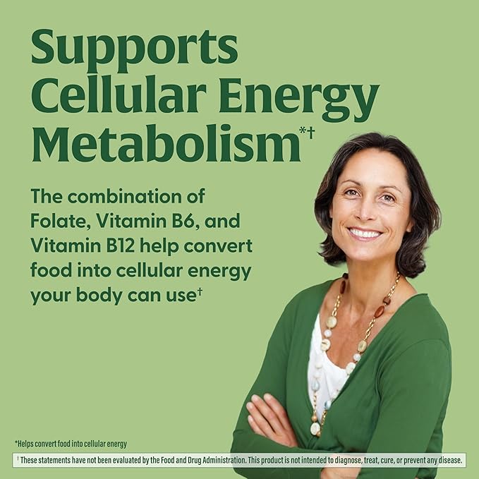 MegaFood Methyl B12 - Vegan - Includes Methyl Folate, Vitamin B12 & B6 - Supports Cellular Energy Production, Nervous System Health & Cardiovascular Function - 60 Tablets