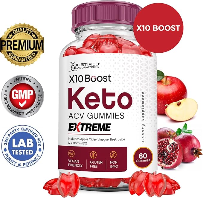 (5 Pack) X10 Boost Keto ACV Gummies Extreme 2000MG X 10 Boost Keto Gummies Apple Cider Vinegar Formulated with Pomegranate Beet Juice Powder B12 Vegan Non GMO 300 Gummys