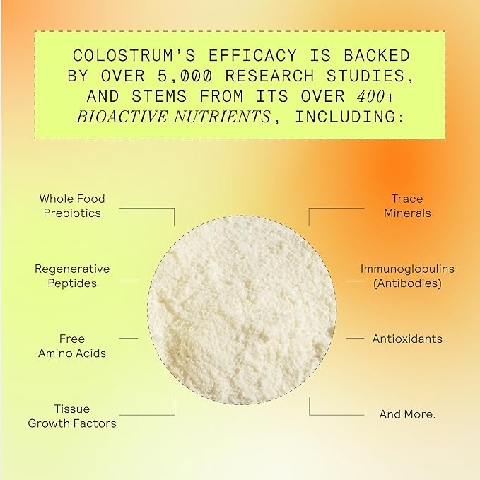 ARMRA Colostrum™ Premium Powder, Grass Fed, Gut Health Bloating Immunity Skin & Hair, Contains 400+ Bioactive Nutrients, Potent Bioavailable, Keto, Gluten & Fat Free (Blood Orange | 60 Servings)