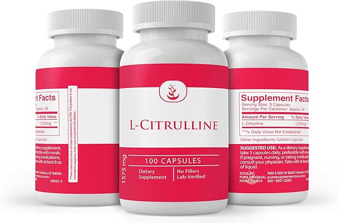 Pure Original Ingredients L-Citrulline, (100 Capsules) Always Pure, No Additives Or Fillers, Lab Verified