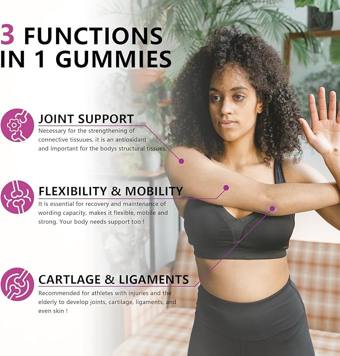 Glucosamine Chondroitin Gummies Sugar Free, Extra Strength 1500mg Glucosamine with Chondroitin MSM & Turmeric, Joint Support Supplement for Men & Women Joint Health (60 Count (Pack of 1))