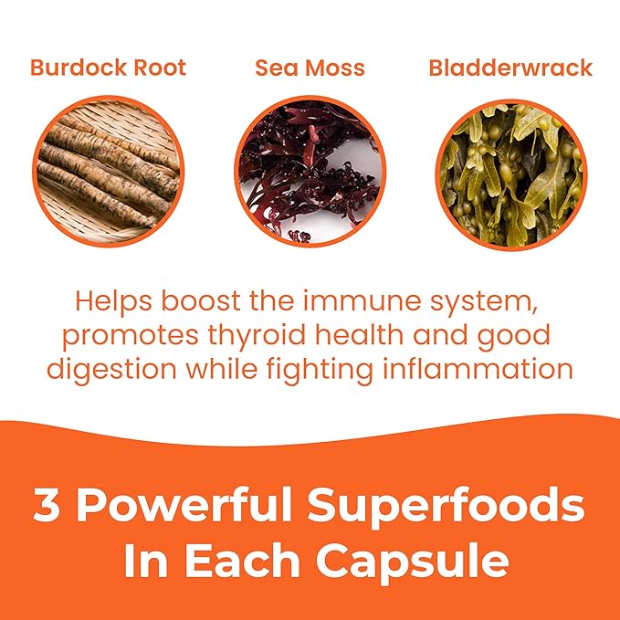 INFINITE AGE: 2 Pack, 1250mg Sea Moss Advanced Superfood, High-Potency, Vegan, Made in The USA - Irish Sea Moss, Bladderwrack, Burdock Root - Overall Health, Immunity Support, 120 Sea Moss Capsules