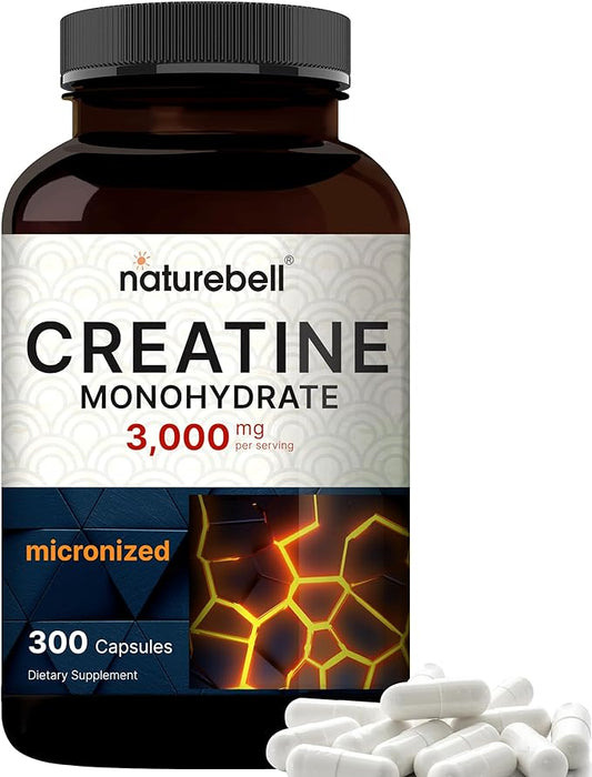 Creatine Monohydrate 3,000mg Per Serving, 300 Capsules – Micronized – Unflavored Creatine Pills – Support Pre Workout & Healthy Muscle – Easily Absorbed, Easy to Swallow (50 Servings)