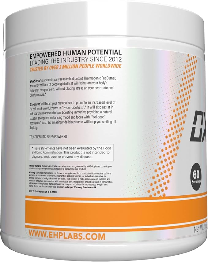 EHP Labs OxyShred Pre Workout Powder & Shredding Supplement - Preworkout Powder with L Glutamine & Acetyl L Carnitine, Energy Boost Drink - Wild Melon, 60 Servings