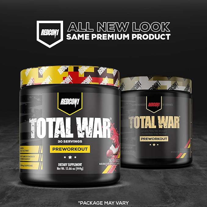 REDCON1 Total War Pre Workout Powder, Grape - Fast Acting Caffeinated Preworkout for Men + Women with Beta Alanine - Contains Citrulline Malate for Increased Pump, Blood Flow (30 Servings)
