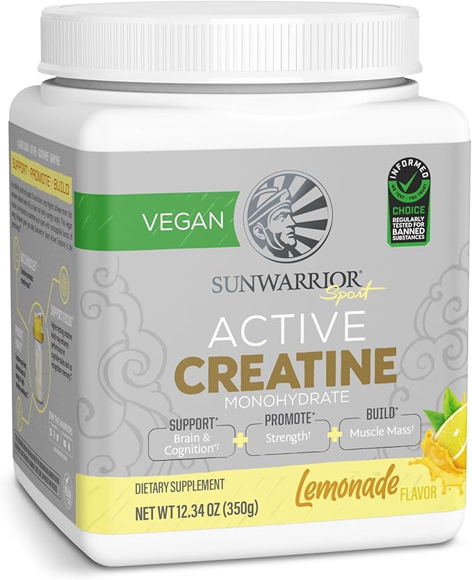 Creatine Monohydrate Powder Micronized PreWorkout Recovery Supplement | Support Muscle Building Strength Training Cognition | Vegan & Keto Friendly, Easily Mixes (50 Servings) Lemonade Active Creatine