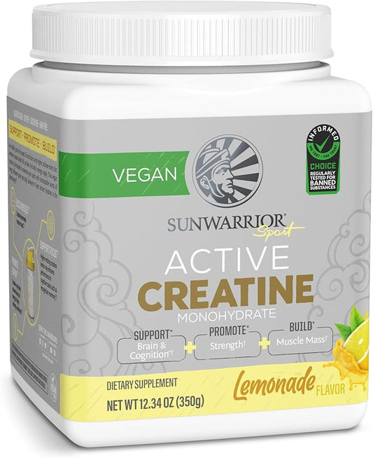 Creatine Monohydrate Powder Micronized PreWorkout Recovery Supplement | Support Muscle Building Strength Training Cognition | Vegan & Keto Friendly, Easily Mixes (50 Servings) Lemonade Active Creatine
