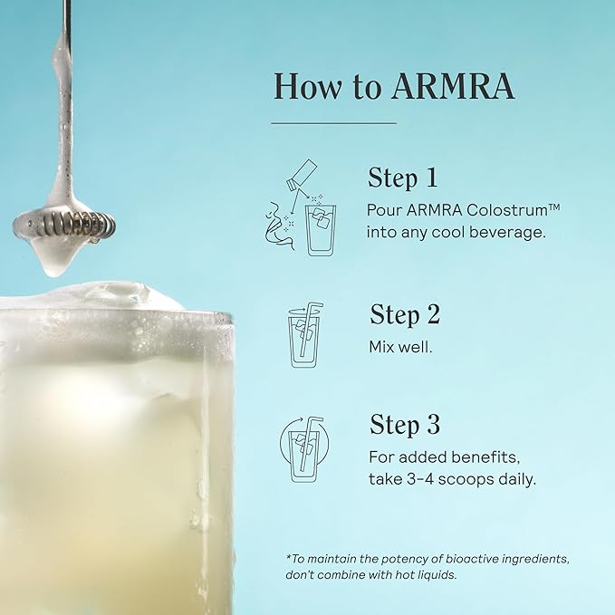 ARMRA Colostrum™ Premium Powder, Grass Fed, Gut Health Bloating Immunity Skin & Hair, Contains 400+ Bioactive Nutrients, Potent Bioavailable, Keto, Gluten & Fat Free (Unflavored | 60 Servings)