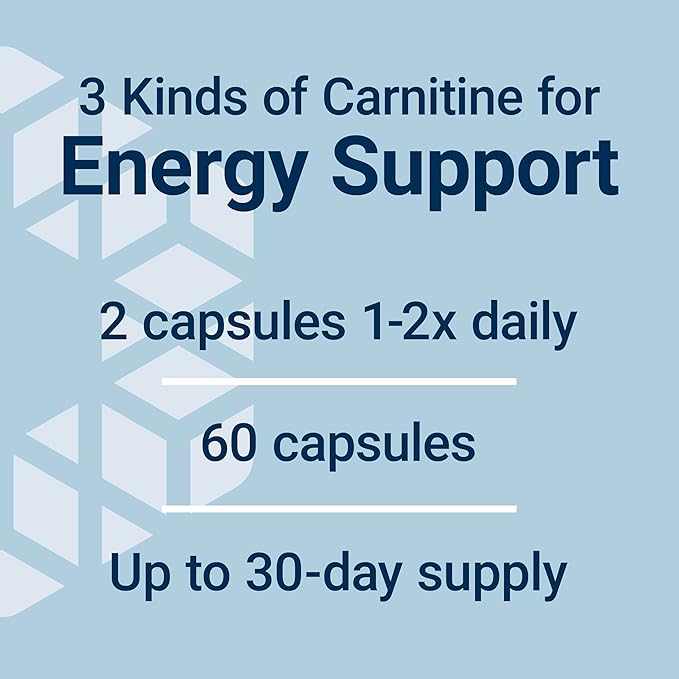 Life Extension Optimized Carnitine, Three Forms of L-carnitine, Promotes Heart & Brain Health, Gluten Free, Non-GMO, Vegetarian, 60 Capsules