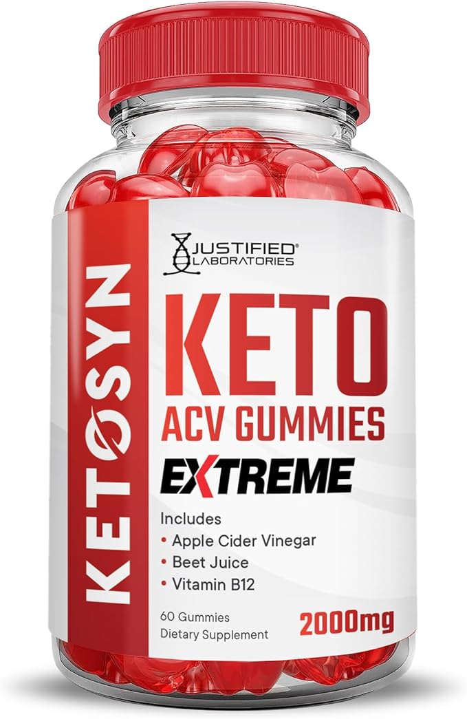 Ketosyn Keto ACV Gummies Extreme 2000MG Ketosyn Keto Gummies Apple Cider Vinegar Formulated with Pomegranate Beet Juice Powder B12 Vegan Non GMO 60 Gummys