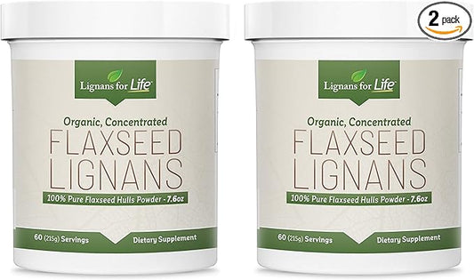 Lignans for Life - Natural Bulk Ground Flaxseed Powder - Omega 3 & 6 Fatty Acids Filled High Fiber Antioxidants - Support Healthy Heart & Hair, Healthy Immune System - 60 Servings 80mg per tab, 2 Pack