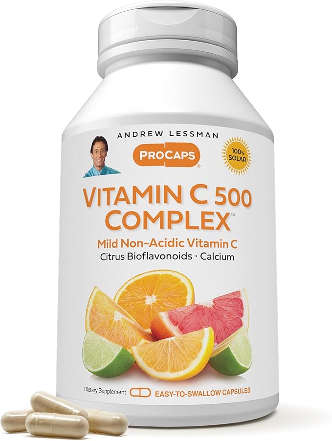 Andrew Lessman Vitamin C 500 Complex 180 Capsules – Non-Acidic Vitamin C Plus Citrus Bioflavonoids for Immune System and Anti-Oxidant Support, No Stomach Upset, Small Easy to Swallow Capsules