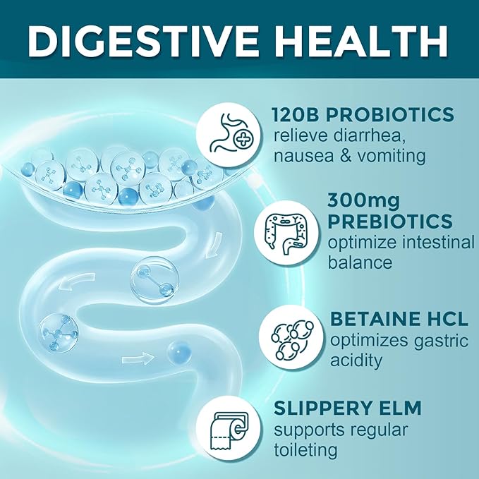 Probiotics for Women-Men Digestive Health with 120 Billion Probiotics, Prebiotics and Probiotics for Women-Men, Digestive Enzymes, Nutrient Absorption, Immune Support, 90 Veggie Caps (45 Days Supply)